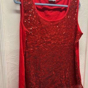 American city wear. Red sequins front blouse